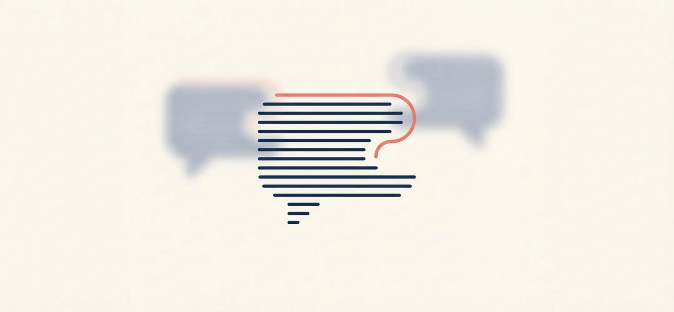 Minimalistische illustratie van een chatwolk met één opvallende lijn als metafoor voor gerichte LinkedIn-uitdaging te midden van ruis.